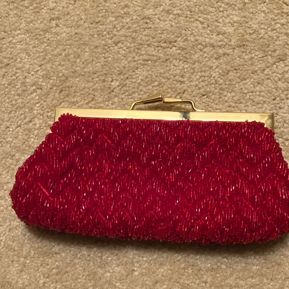 Vintage Red Beaded Bag